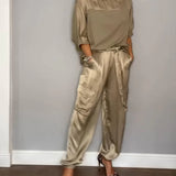 AMELIA | Stylish Two-Piece Blouse and Cargo Pants Set