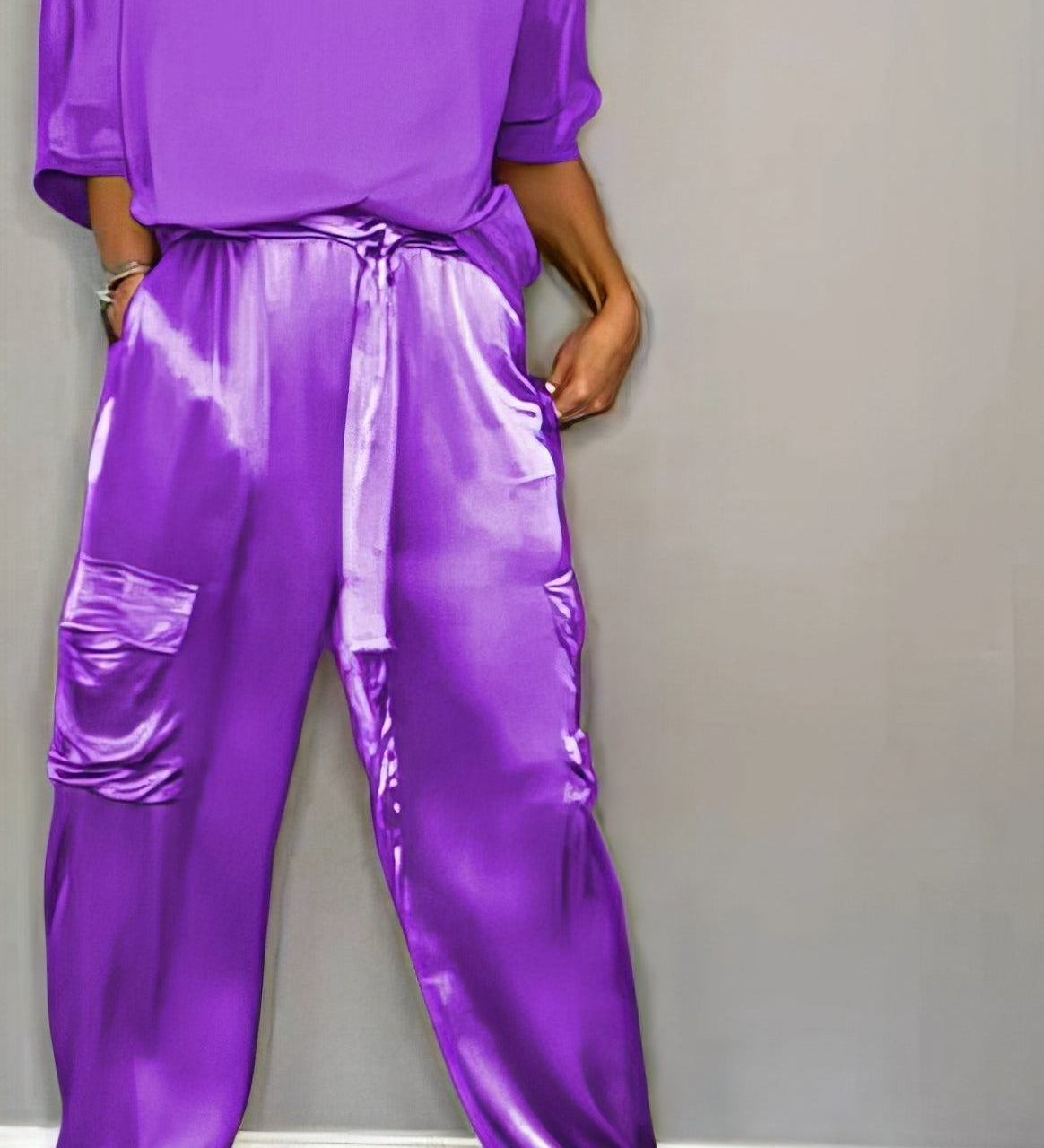 AMELIA | Stylish Two-Piece Blouse and Cargo Pants Set