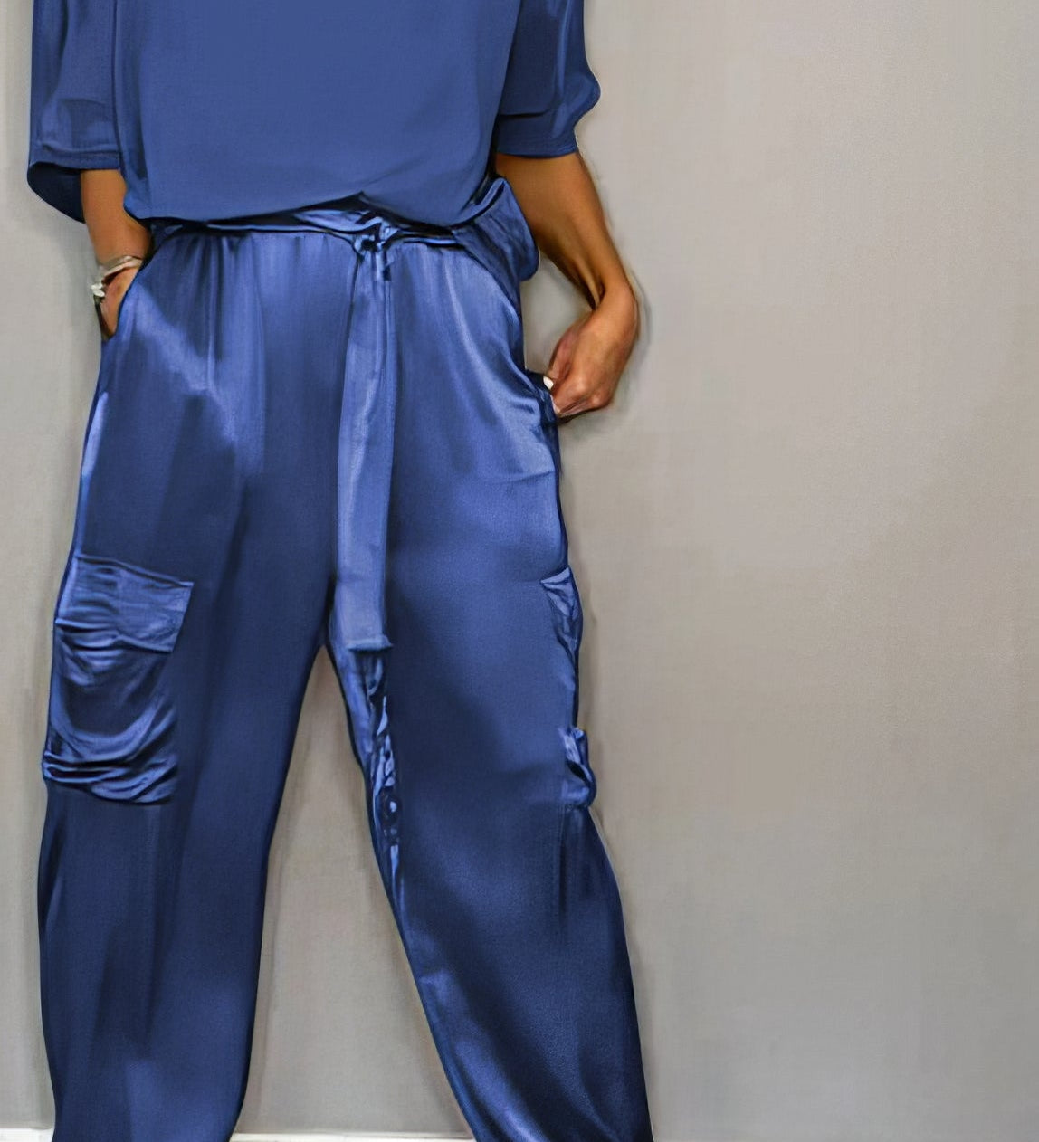 AMELIA | Stylish Two-Piece Blouse and Cargo Pants Set