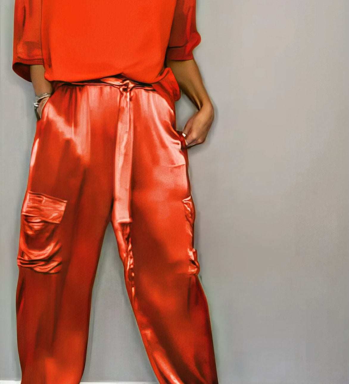 AMELIA | Stylish Two-Piece Blouse and Cargo Pants Set