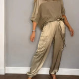 AMELIA | Stylish Two-Piece Blouse and Cargo Pants Set