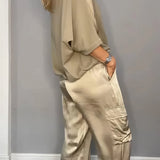 AMELIA | Stylish Two-Piece Blouse and Cargo Pants Set