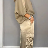 AMELIA | Stylish Two-Piece Blouse and Cargo Pants Set