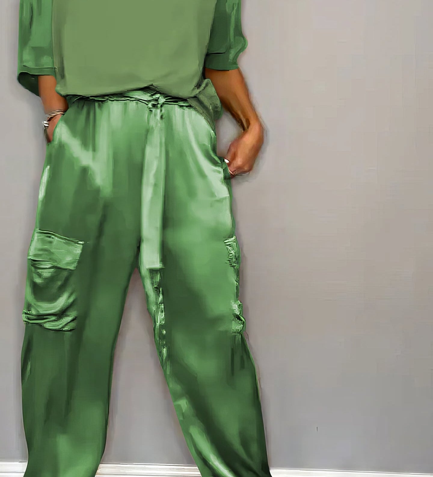 AMELIA | Stylish Two-Piece Blouse and Cargo Pants Set